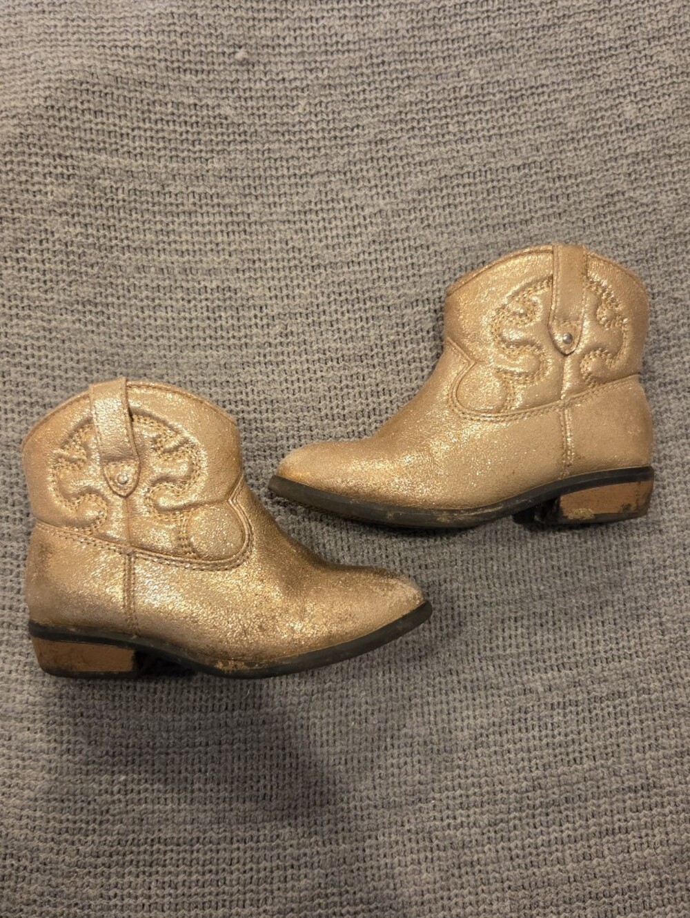 Cat & Jack || 9T || Cowboy Booties W/ Zip || Gold Shimmer